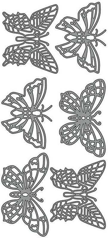 Klistremerker - 0164 - Outline stickers - Sommerfugler store - Sølv