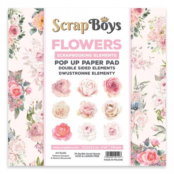 ScrapBoys - Flowers - 6x6 - Pop up Paper pad