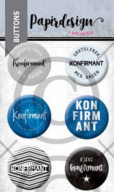 Hovedbilde Papirdesign - Buttons - 00929 - Konfirmant 8 (blå)
