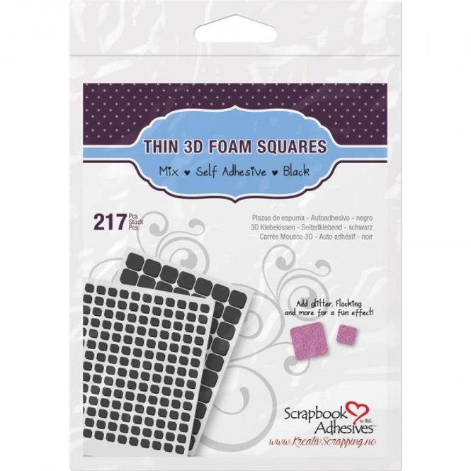 Hovedbilde Scrapbook Adhesives - 3D Foam Squares - Mix size - h: 1mm - Black
