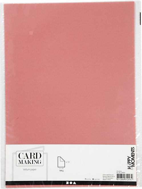 Hovedbilde CC - Vellum - 100g - A4 - 10stk - Lys Rød (rosa)