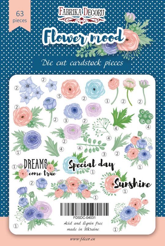 Fabrika Decoru - Die Cuts - 04031 - Flower mood - 63 pcs 