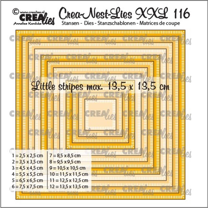 Crealies - Crea-Nest-Lies XXL 116 - Squares with little stripes