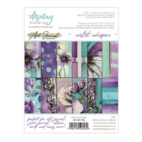 Hovedbilde Mintay - 6x8 paper pad - Art journal - P06 - Violet Whispers