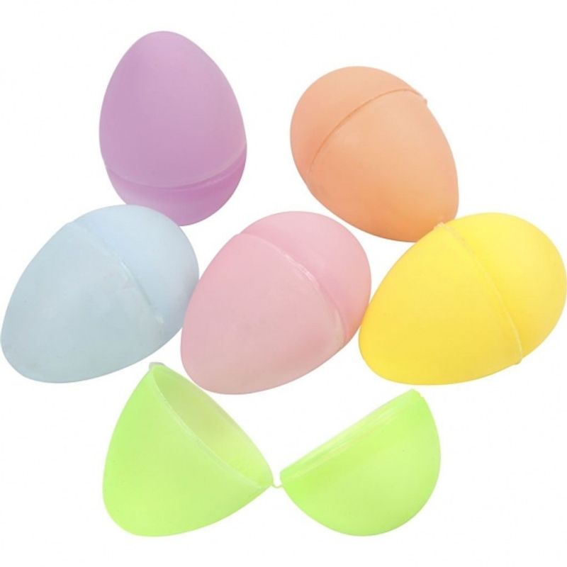 Fargerike plastegg - H: 6 cm - 12 stk i pakken