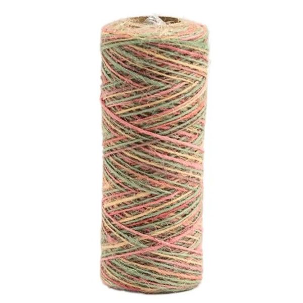 Kort & Godt - HA208 - Hamp - 0,8 mm - Støvet grågrønn & rosa mix - 80m