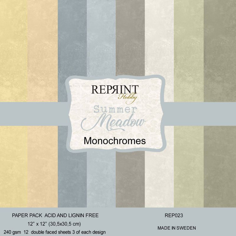 Reprint - 12x12 - REP023 - Summer Meadow Monochromes - Paper Pack