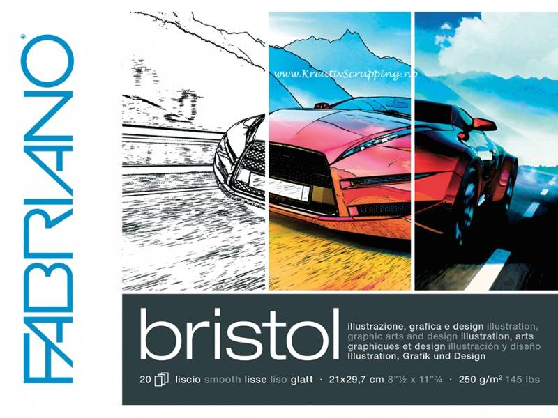 Fabriano - Bristol - 250g A4 - 20 ark - Blokk til markers