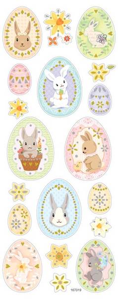 Klistremerker - 0514 - Glitter - Påskeharer