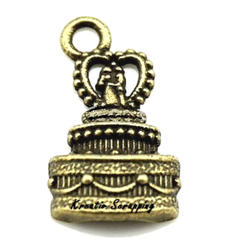 Charms - Bryllupskake - Bronse - 8stk