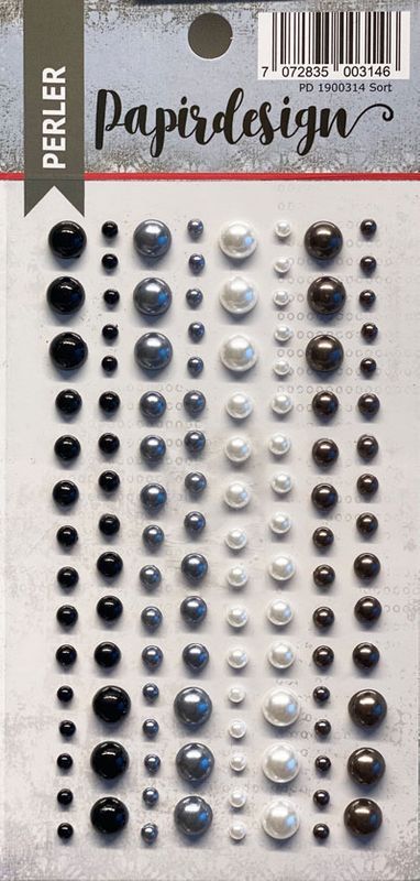 Papirdesign - PD1900314 - Halvperler - Sort - 120 stk