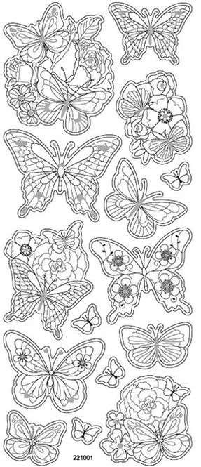 Hovedbilde Klistremerker - 0501 - Fargelegg meg! - Sommerfugler med glitter