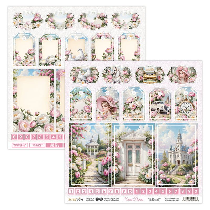 ScrapBoys - Sweet Peonies - 12x12 - Paper Pack
