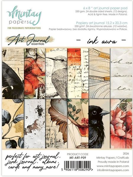 Mintay - 6x8 paper pad - Art journal - P09 - Ink Aura