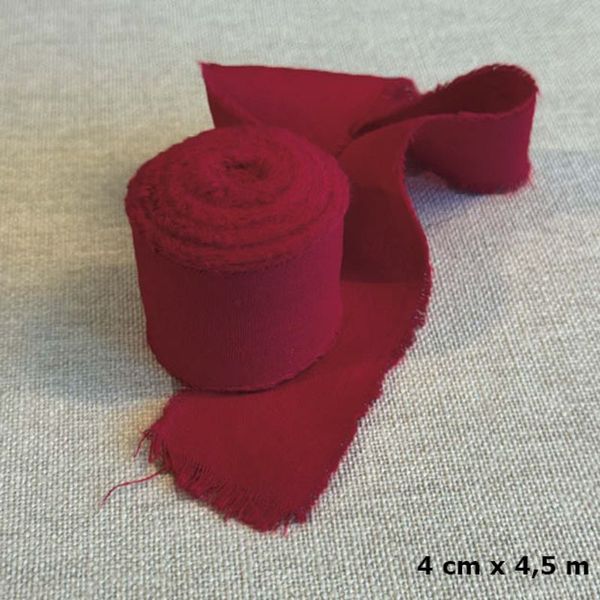 Papirdesign - PD 1500 - Bomullsbånd - Rull - 4 cm x  4,5 m - Mørk Rød