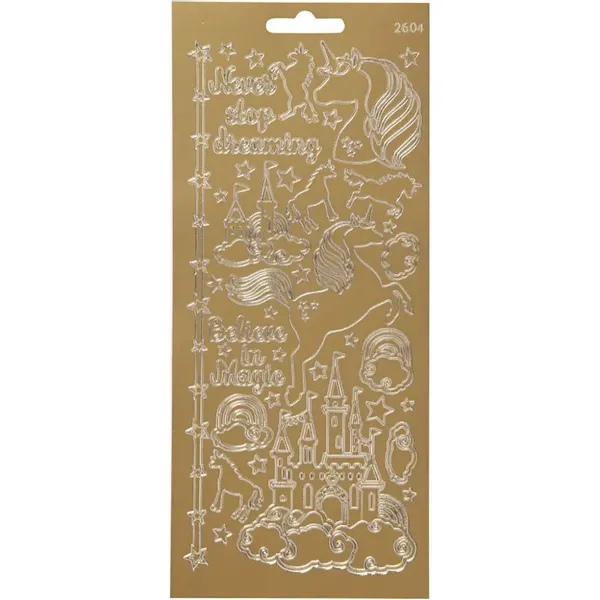 Creotime - Outline stickers - 170258 - Enhjørning - Gull
