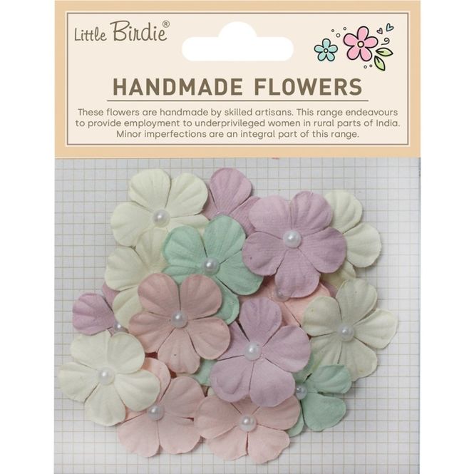 Hovedbilde Little Birdie - Handmade Flowers - Embossed Pearl Petals - Fairy Garden - 30 stk
