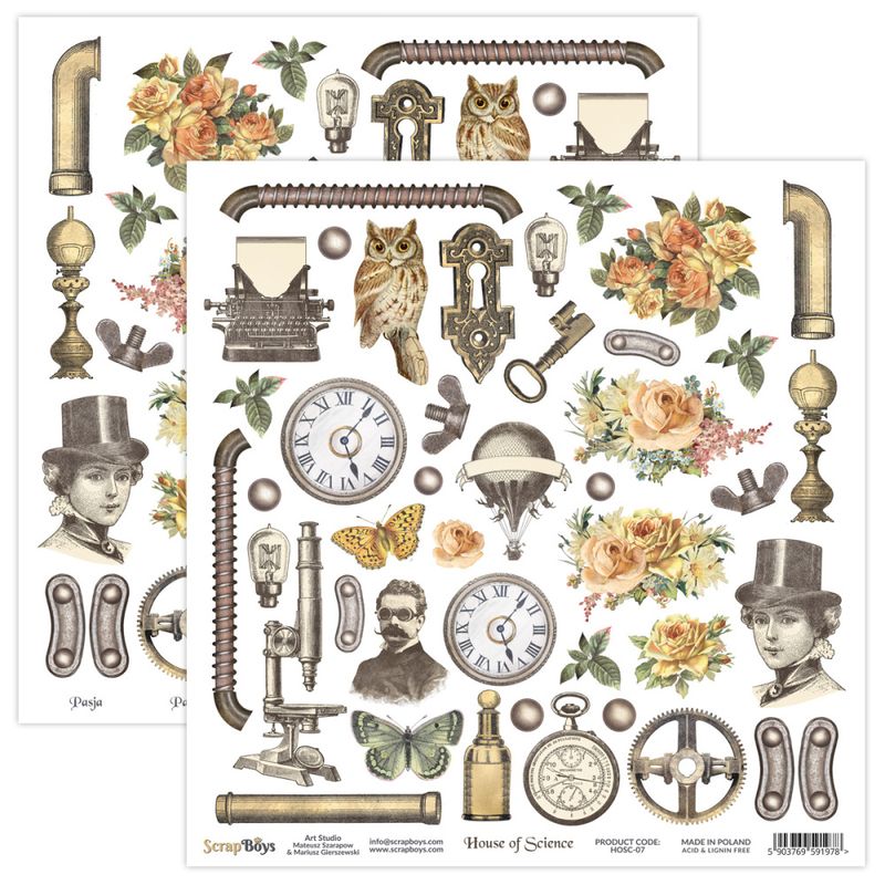 ScrapBoys - House of Science - 12x12 - HOSC-07 Die Cut sheet