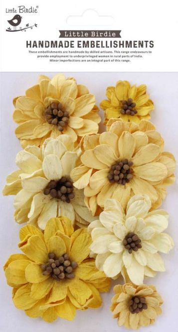 Hovedbilde Little Birdie - Handmade Flowers - Galina - Sunshine - 7 stk