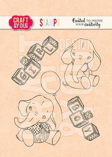 Craft & You - Clearstamps - CS023 - Elephant - Baby