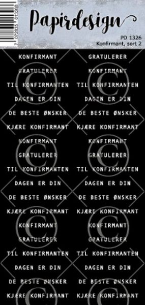 Papirdesign - Klistremerker - 1326 - Konfirmant, sort 2