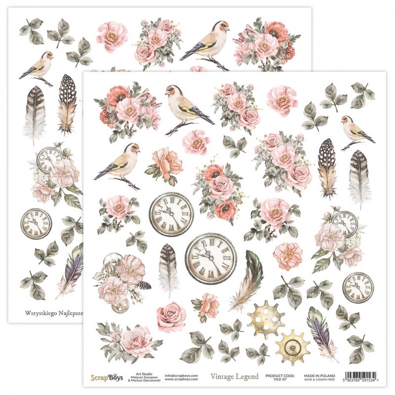 ScrapBoys - Vintage Legend - 12x12 - VILE-07 - Die Cut Sheet