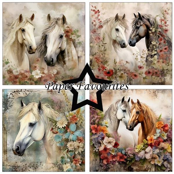 Paper Favourites - 12x12 Paper Pack - PF489 - Horses and Flowers