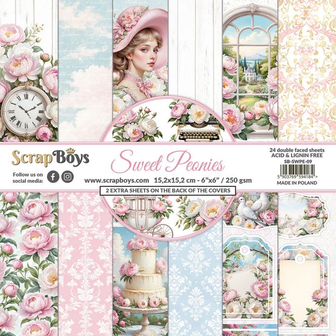 Hovedbilde ScrapBoys - Sweet Peonies - 6x6 - Paper pad