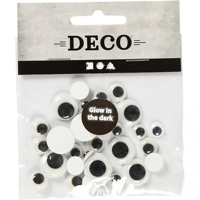 Hovedbilde Creotime - Googly Eyes - Glow in the dark - str. 8-14mm - 30 stk