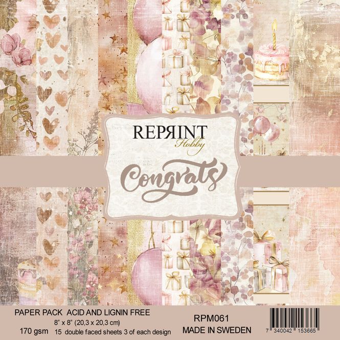 Hovedbilde Reprint - 8x8 - RPM061 - Congrats - Paper Pack