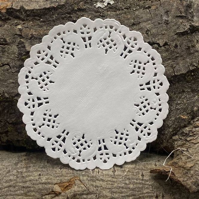 Hovedbilde Papirdesign - Doilie Kakeservietter - 10 cm - Hvit - 50 stk