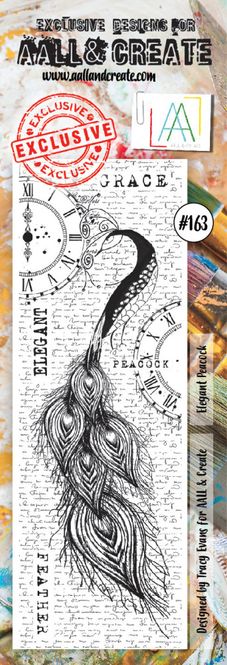 Hovedbilde AALL & Create - Stamp #163 - Half A5 - Border - Elegant Peacock