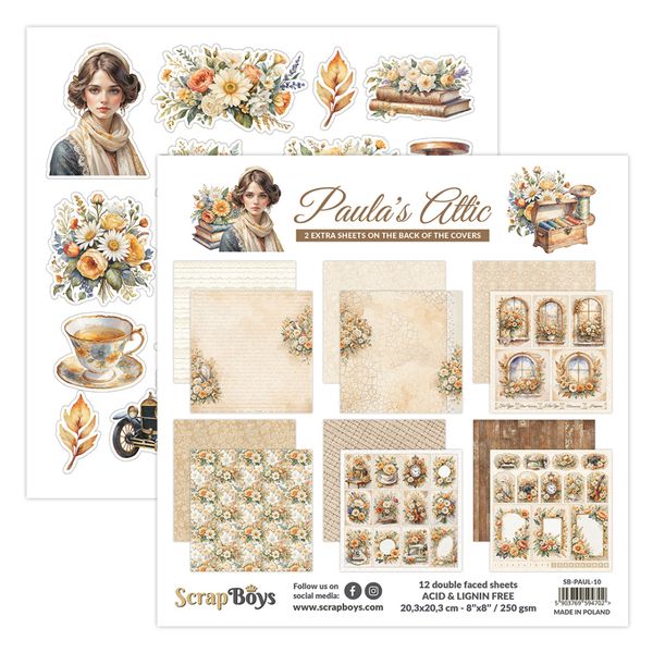 ScrapBoys - Paula's Attic - 8x8 - Paper pad