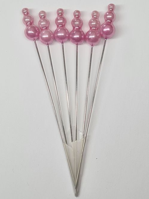 Hovedbilde Pyntenåler - Perler - 6 stk - Rosa
