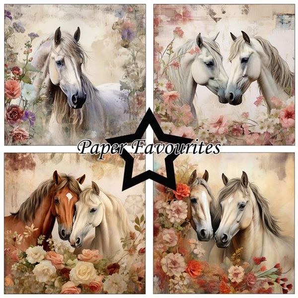 Paper Favourites - 12x12 Paper Pack - PF489 - Horses and Flowers