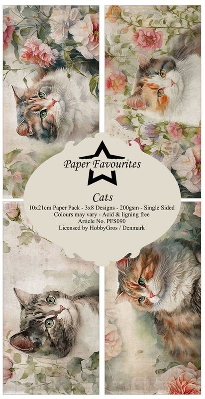 Paper Favourites - SlimLine Paper Pad - PFS090 - Cats