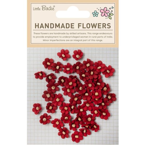 Little Birdie - Handmade Flowers - Esme - Cardinal Red - 50 stk