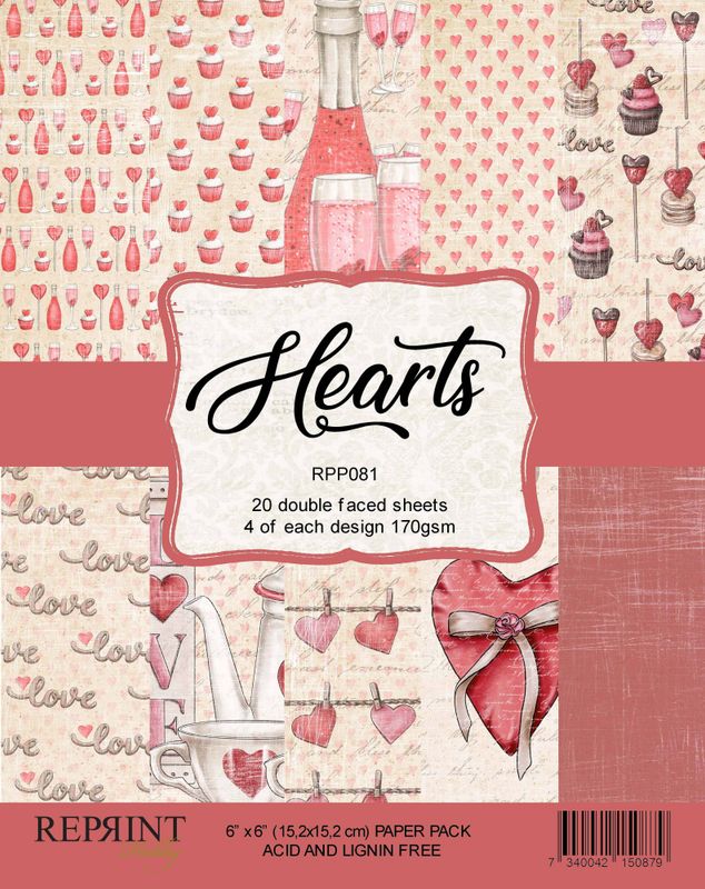 Reprint - 6x6 - RPP081 - Hearts paper pack