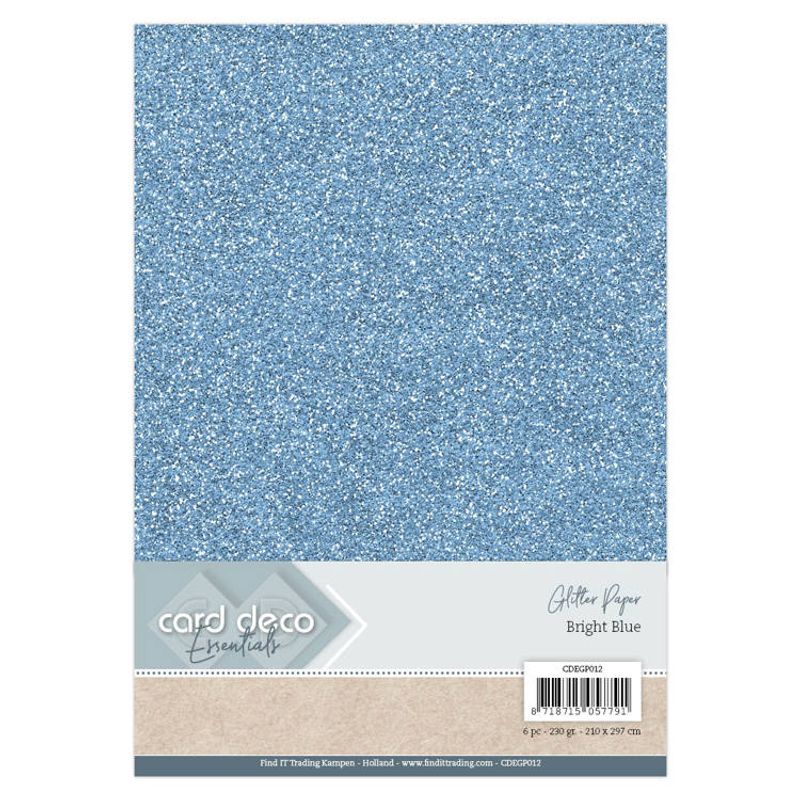 Find it - Card Deco - A4 - Glitter Paper - 012 - Bright Blue - 6pk