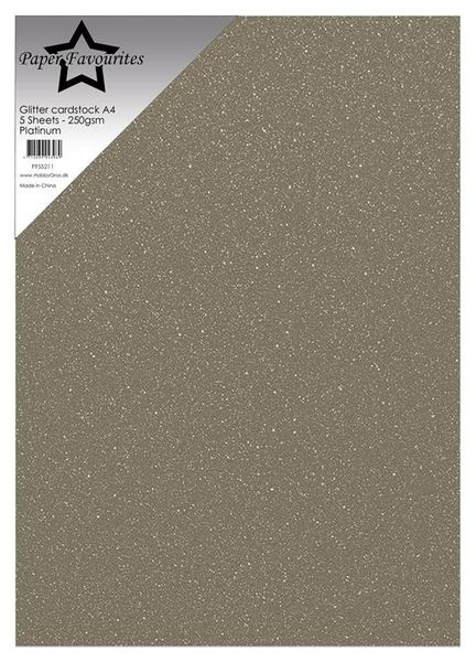 Paper Favourites - A4 - Glitter Cardstock - 211 - Platinum - 5pk