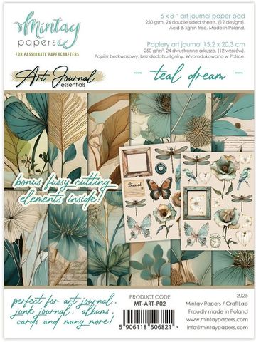 Hovedbilde Mintay - 6x8 paper pad - Art journal - P02 - Teal Dream