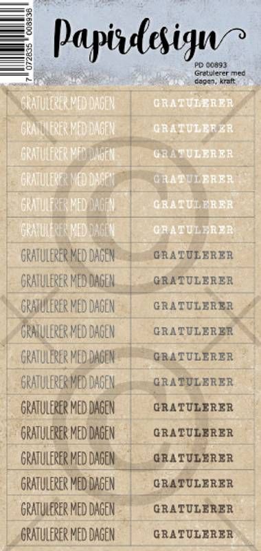 Papirdesign - Klistremerker - 00893 - Gratulerer med dagen kraft