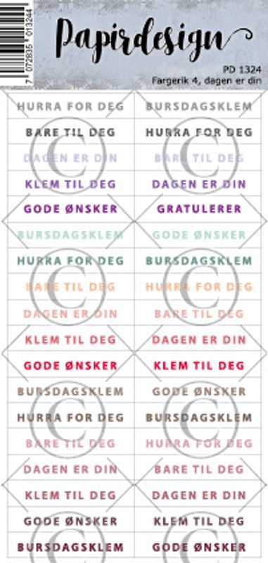 Papirdesign - Klistremerker - 1324 - Fargerik 4, dagen er din