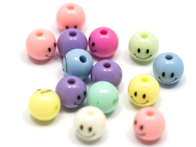 Hovedbilde Kort & Godt - GO1050 - Perler - Smiley Rund - Pastell - 10mm